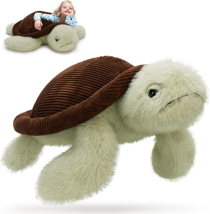 MorisMos Giant Sea Turtle Stuffed Animal Plush Pillow 4ft – 51" Lifesize Stuffed Turtle Plush Toy for Kid Adult,Large Tortoise Toy Gift for Marine Lovers, Cuddly Ocean Creature Decor,CE/CPC Certified