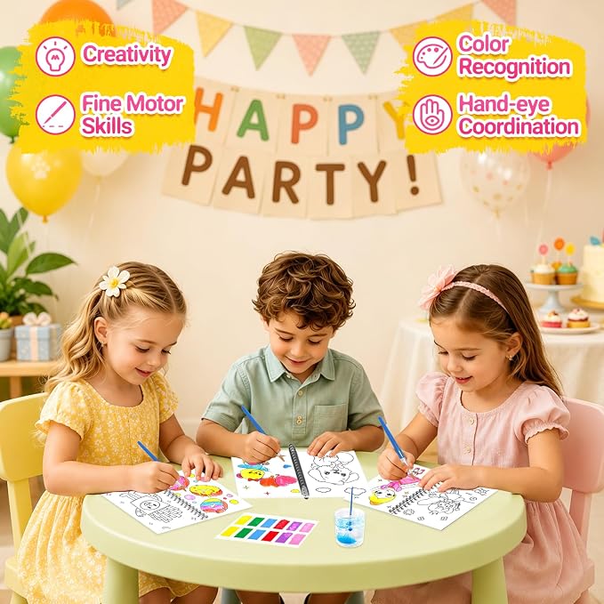 Coloring Books Party Favors for Kids - 24 Pack Mini Water Coloring Books Paint Sets for Kids, Goodie Bags Stuffers Students Classroom Gifts Bulk, Easter Basket Stuffers Bulk