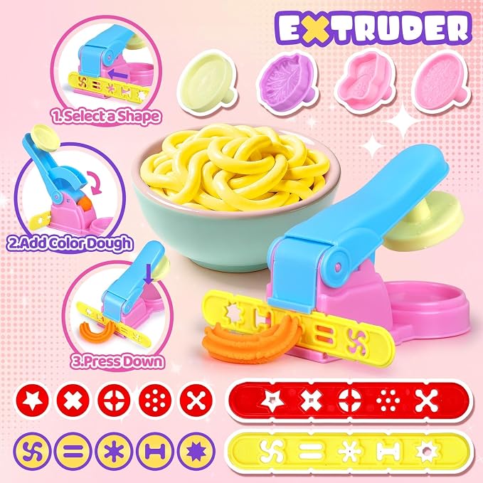 Dough Tools Set for Kids, 26pcs Dough and Clay Accessories with Stamps, Animal Cutters, Rollers, Extruder, Dinosaur Play Molds, Educational Toys for Boys Girls