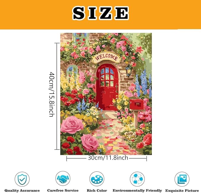 Paint by Numbers for Adults and Kids Beginner, Welcome Spring Flower Painting by Number Kits On Canvas, Number Artist Paint by Number Kit DIY Oil Painting Acrylic Paints, Home Wall Decor Gift 12X16 in