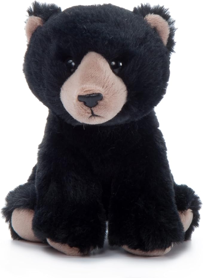 The Petting Zoo Black Bear Stuffed Animal Plushie, Gifts for Kids, Wild Onez Babiez Zoo Animals, Black Bear Plush Toy 6 inches