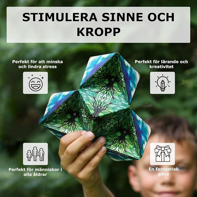 Shashibo Sensory Fidget Toy for Adults & Kids, Stress Relief Fidget Toy for Adults, Teens & Kids, Cool Fidget Toys for Desk, Classroom Must Have, Sensory Shape Shifting Cube, 100+ Possible Shapes