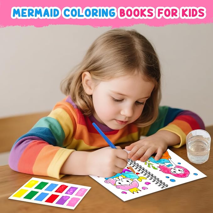 ZMLM 24 Water Coloring Books for Kids Party Favors - Bulk Mini Coloring Books for Kids Ages 4-8,Small Birthday Goodie Bag Stuffers School Teacher Return Gift Art Crafts Classroom Prizes (Mermaid)
