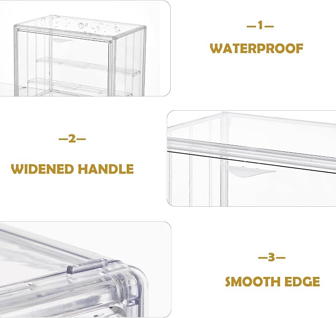 LXLXXL Acrylic Display Case for Collectibles 3 Layer Adjustable Figure Display Cases with Magnetic Door Clear Stackable Display Box for Figures Showcase 2Pack