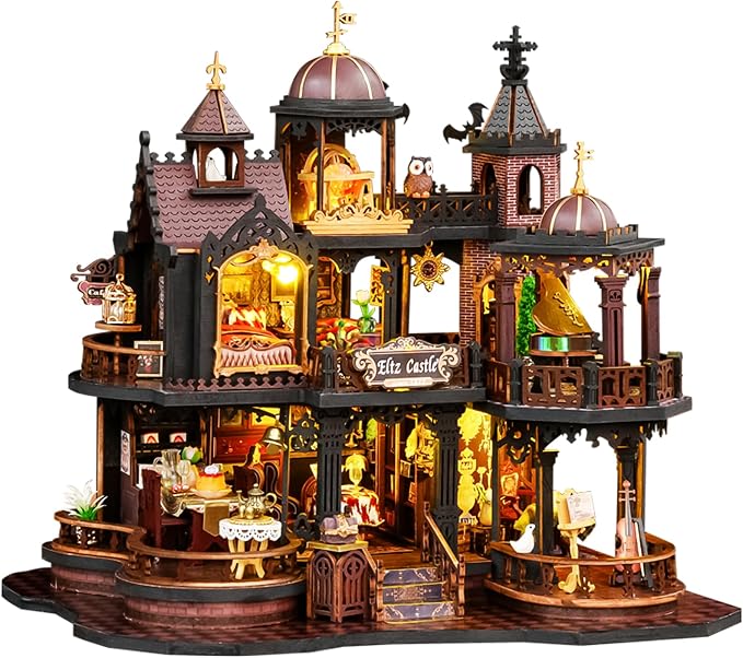 Spilay DIY Miniature House Kit for Adults, Miniature Dollhouse Kit | With Music Box & Dust Cover, Wooden Craft Building Set for Bookshelf Decor, Home Display & Creative Gifts for DIY Lovers
