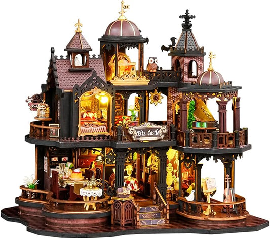 Spilay DIY Miniature House Kit for Adults, Miniature Dollhouse Kit | With Music Box & Dust Cover, Wooden Craft Building Set for Bookshelf Decor, Home Display & Creative Gifts for DIY Lovers