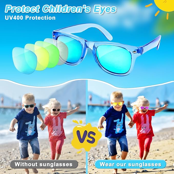 AILEHO Kids Sunglasses Bulk Party Favors - 32 Packs Boys Girls Sunglasses for Kids Age 3-8 with UV 400 Protection, Neon Sunglasses for Kids Party