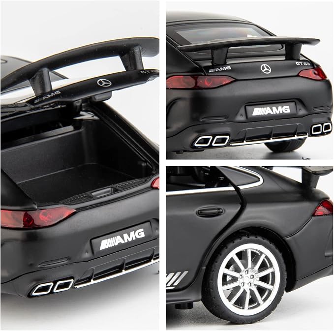 WAKAKAC 1/32 AMG GT63 Model Car Alloy Diecast Pull Back Toy Car with Sound and Light Door Can Be Opened Toy Vehicle for Kids Gift(Black)