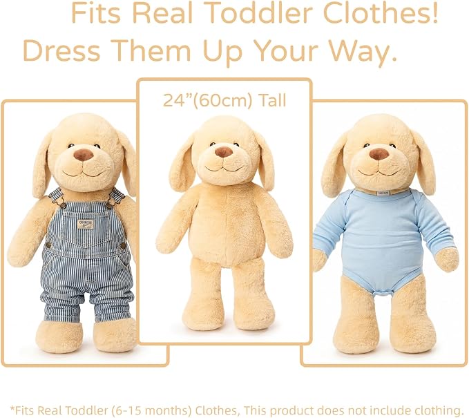 WEIGEDU Large Dog Stuffed Animal Plush Toy Big Soft Golden Retriever Puppy Hugging Gift for Kids Boys Girls Birthday Room Decor 24 Inch