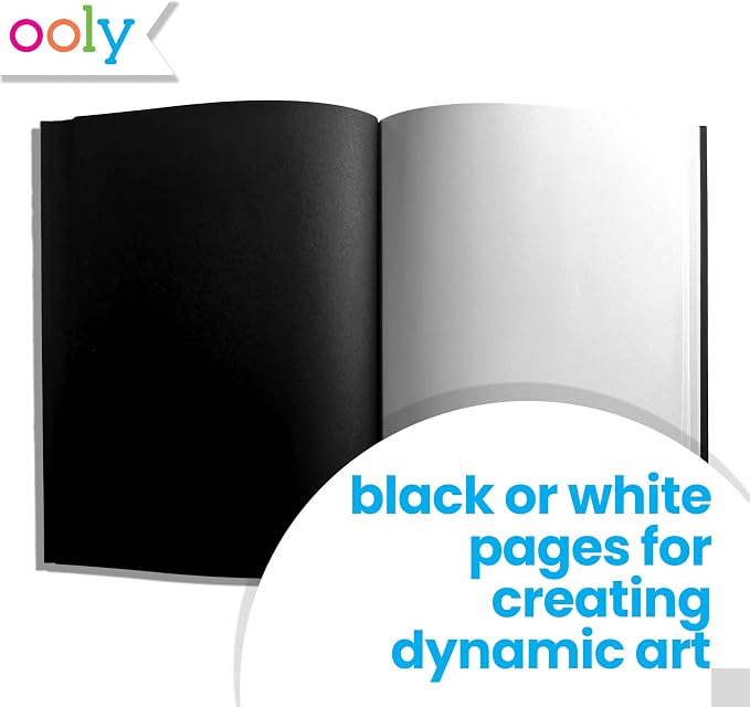Ooly 13 PC Metallic Drawing Kit Includes 6 Metallic Markers, 6 Metallic Gel Pens and 40 Sheets of Black & White Paper, 20 for Each Color