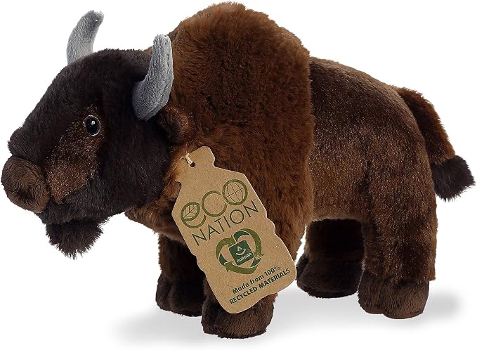 Aurora® Responsibly Made Eco Nation™ Bison Stuffed Animal - Ideal for Playtime Adventures - Perfect for Birthdays or Just Because - Brown 9 Inches