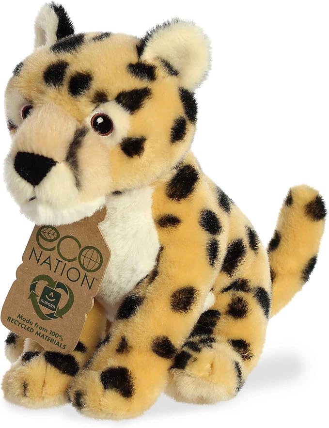 Aurora® Responsibly Made Eco Nation™ Cheetah Stuffed Animal - Ideal for Playtime Adventures - Perfect for Birthdays or Just Because - Gold 8 Inches