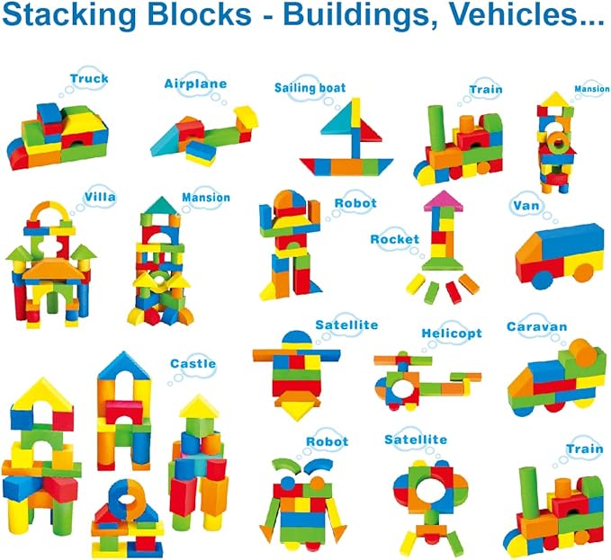 Pairez Toys Foam Building Blocks for Toddlers 2-4, 41 Pieces EVA Soft Stacking Blocks, Baby Bath Foam Toy Set, Early Learning Construction Toys & Gifts for Kids, Boys & Girls 18+ Months