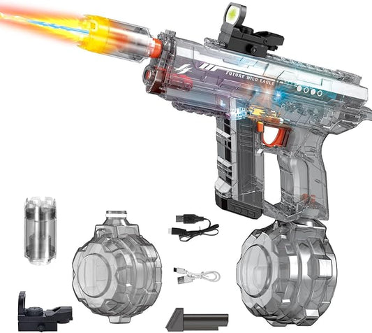 Electric Water Gun for Adults Kids Black Automatic Squirt Gun: Light Up 26-32FT Long Range, 800CC Large Capacity Watergun,Summer Outdoor Pool Games for Ages 8-12, Beach Backyard Family Party Toy Gift