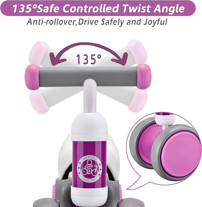 Bobike Baby Balance Bike Toys for 12-36 Months Kids Toy Boy Girls Gifts Toddler Best First Birthday Gift Children Walker No Pedal Infant 4 Wheels Bicycle (Purple)