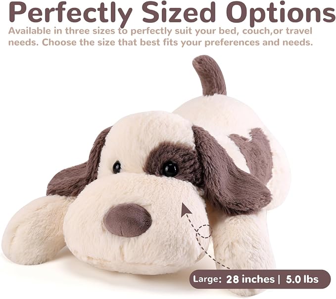 meowtastic Grey & White Dog Weighted Stuffed Animals - 28 Inch 5.0 Pounds Weighted Plush Dog Stuffed Animals - Large Stuffed Dog Plush - Cute Plush Toys Gifts for Kids & Adults (28" 5.0 lbs)