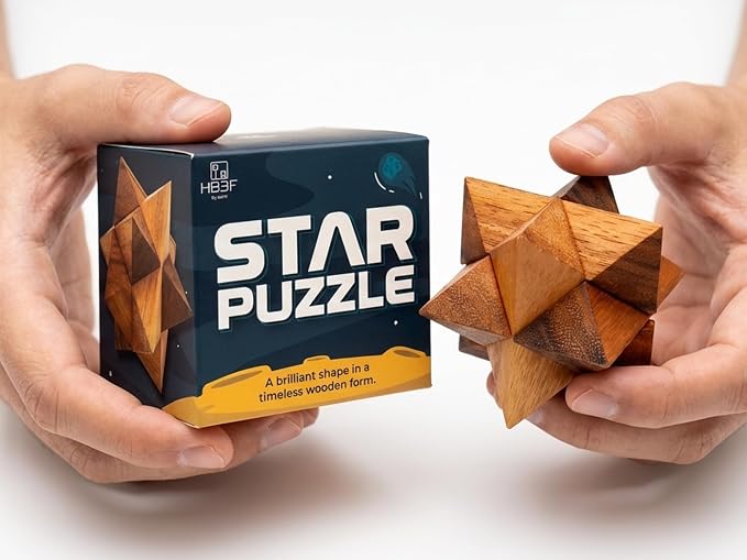 BSIRI Adults Games Gifts Wooden Star Cube Puzzle Game Brain Teasers of the Logic Game Adults Seniors and Teen to Challenge Puzzles for Fun Entertaining Things and Fun Tools of Parents
