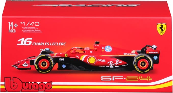 Bburago 1:43 Scale Die-Cast Ferrari SF-24 with Helmet (2024), Leclerc #16