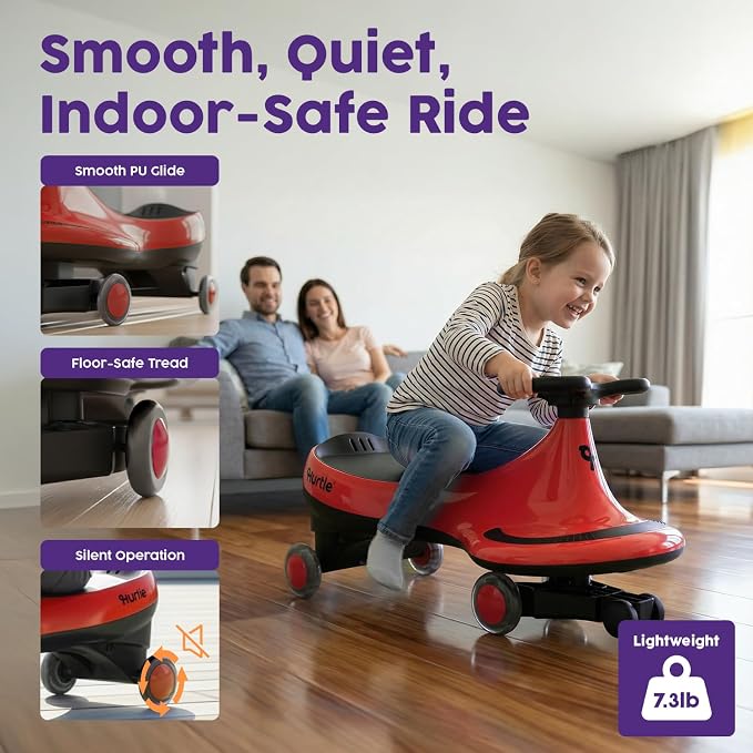 Hurtle Swing Ride On Car, Wiggle Car Toy for Kids, No Pedals, Batteries or Gears, Safe Toddler Ride On Toy with Twist & Go Motion, for Indoor & Outdoor Use, Suitable for Kids Above 2 Years, Red