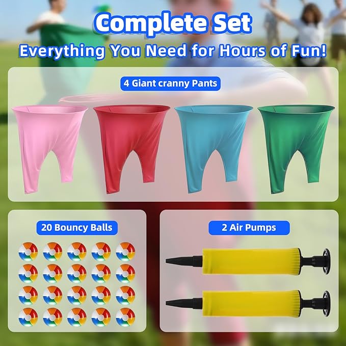 4 Pack Granny Pants Yard Game,Family Party Outdoor Granny Pants Game with 20pcs Bouncy Balls for The Family Gathering,The Family Reunion Ultimate Backyard Party Games