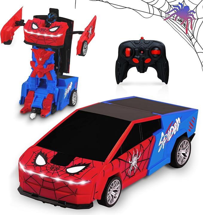 Spider Remote Control Car Cyber-Inspired Transformer Toys Cars 2.4Ghz One-Button Deformation 360° Rotation Drift Rc Car Robot Rc Truck Toy for 4 5 6 7 8+ Years Old Boy Toys
