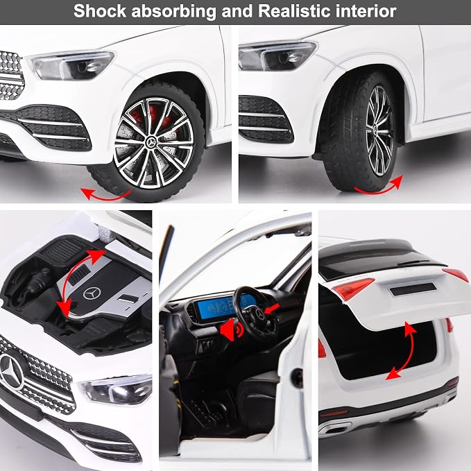 WAKAKAC Compatible for 1/24 Alloy Die-cast GLE 350 Toy Car with Sound and Light Pull Back Collection Model Car for Kids Gift （White）