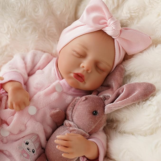 BABESIDE 12 Inch Lifelike Reborn Baby Dolls Vinyl Full Body, Soft Realistic Baby Doll Sweet Sleeping Preemie Real Life Baby Dolls Easy to Hold with Accessories Gift Set for Kids Age 3+