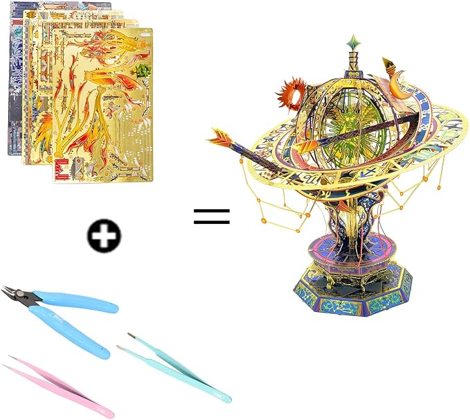 MU 3D Metal Puzzles for Adults Twelve Constellations, Metal Model Kits Building Brain Teaser Miniature Zodiac Palace Landscape Architecture Horoscope, DIY Sets Birthday Gift Home Desk Decor