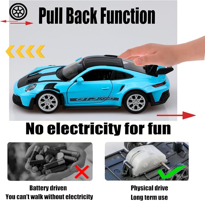 TOKAXI 1/36 Scale Porsche 911 GT3 RS Diecast Car Models,Pull Back Vehicles Porsche 911 GT3 RS Toy Car,Cars Gifts for Boys Girls