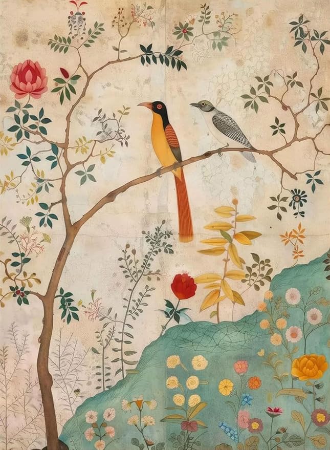 Paint by Numbers for Adults and Kids Beginner, Vintage Persian Birds Flowers Painting by Number Kits On Canvas, Number Artist Paint by Number Kit Oil Painting Acrylic Paints, Home Wall Decor Gift