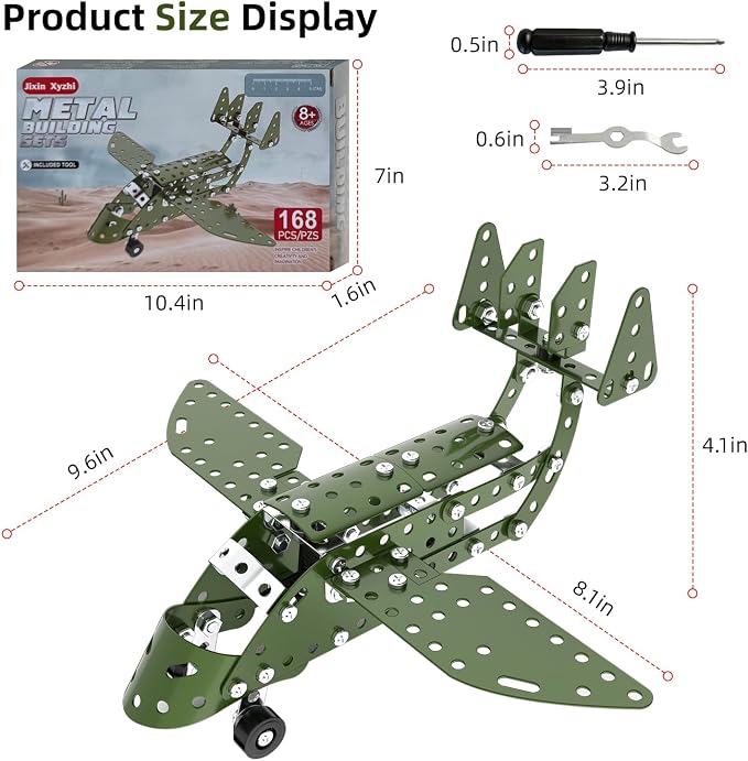 Jixin Xyzhi 3D Metal Airplane Model Kit – Metal Building Kit, STEM DIY Construction Set for Kids Ages 8-16, Mechanical Model Toy, Creative Gift for Boys & Girls (Plane)