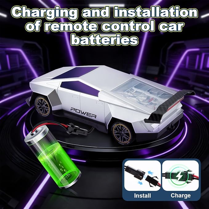 Remote Control Car，All Terrain 2.4GHz RC Truck for 3-12 Year Old Boys, Electric Vehicle RC Car with LED Lights for Kids, Birthday Gifts for Kids (Silver)