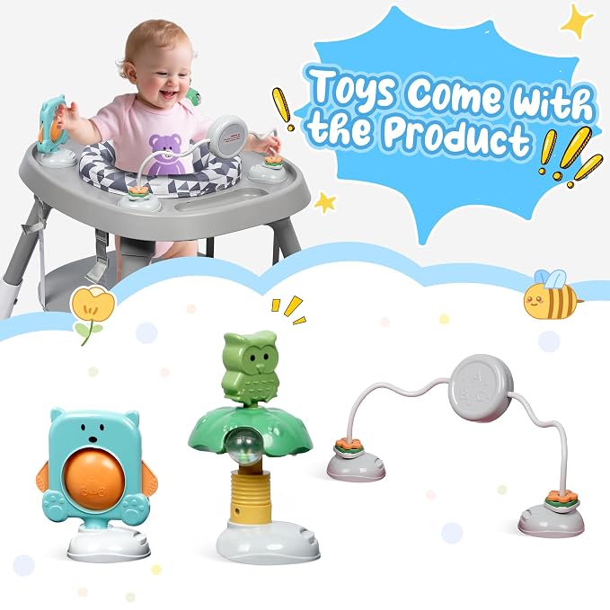 Xilingol 15-in-1 Convertible High Chair, 2-in-1 Baby Highchair & Activity Center W/Toys, Booster Seat | Building Block Table | Toddler Chair W/Removable Tray & 5-Point Harness & 2-Layer Cushion(Grey)
