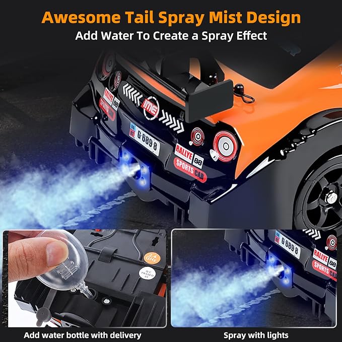 RC Drift Car, Drifting RC Car 2.4GHz 1:16 Remote Control Cars 4WD High Speed Racing Vehicle with LED Lights Two Batteries and Drifting Tires Racing Sport Toy Cars for Adults Boys Girls Kids