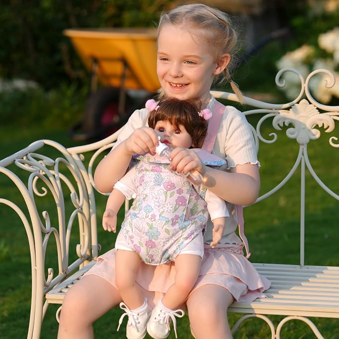 GAGAKU Baby Doll Carrier for Toddlers, Doll Carrier for Little Girls, Toy Baby Dolls Sling for Kids, Reborn Baby Doll Accessories, Colorful Flowers
