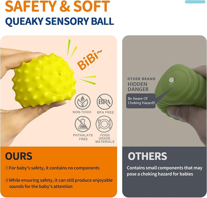 Sensory Balls for Toddlers 1-3, Sensory Baby Toys 6-12 Months, Infant Squeeze Sensory Toys,Baby Rattle Ball, Baby Teething Sensory Montessori Toys Soft Chew Toy with Rattles for Babies | 6-Pack Infant Squeeze Ball, Baby Rattles, Baby Soft Chew Toys, Gi...