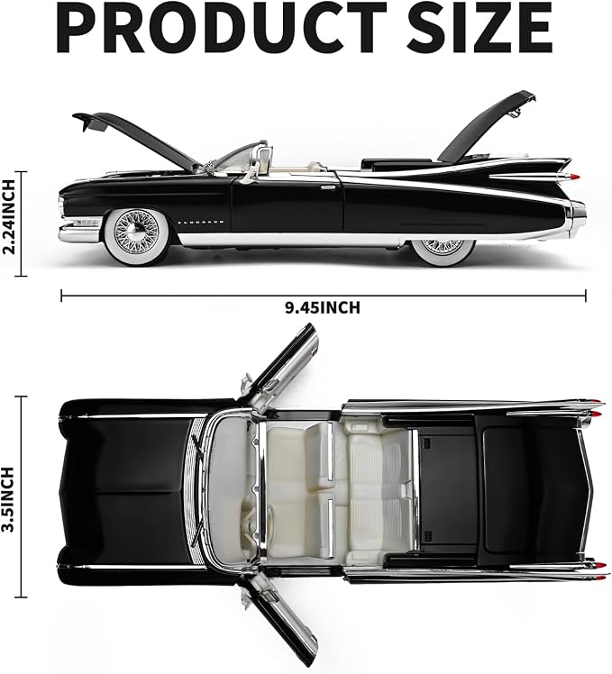 RZAPE Toy Car Models 1/24 Diecast Cars Eldorado Metal Model Car Carros De Coleccion,Model Cars Kits for Adults and Boys,Pull Back Car with Lights and Sounds,Toy Cars for Boys Age 4-7（Black）