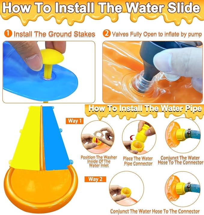 30 Ft Extra Long Slip Water Slide with Sprinkler, Heavy Duty Lawn Water Slide for Kids Adults, Double Lane Water Slide with 2 Bodyboards, Backyard Lawn Summer Outdoor Water Toys for Water Party Play