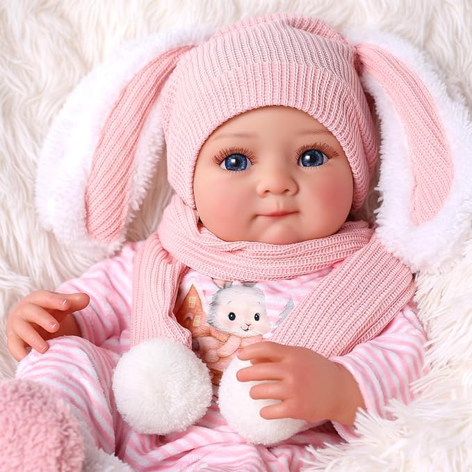 BABESIDE Reborn Baby Dolls - 17 Inch Soft Body Realistic Baby Doll Girl Lovely Awake Hand Painted Hair Girl Bebe Reborn de Silicona Real Life Baby Dolls with Gift Box for Kids Age 3+ Collectors