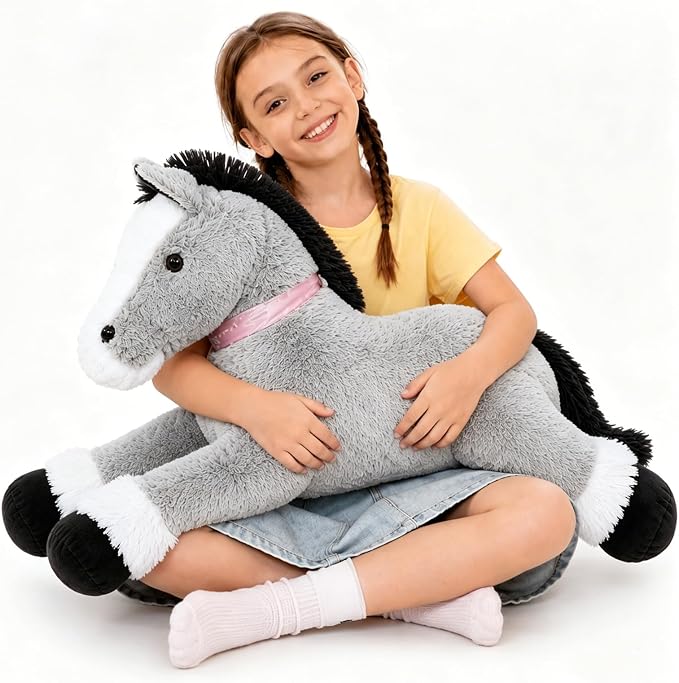 Tezituor 3ft Large Horse Stuffed Animal, 35 Inch Rideable Stuffed Pony Farm Plush Toy, Big Soft Horse Plush Body Pillow Christmas Birthday Gift for Kids