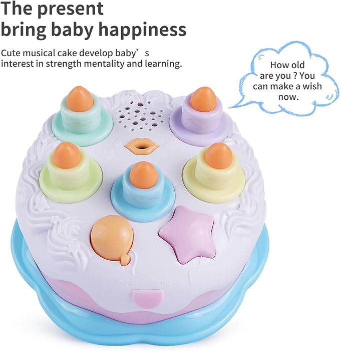 First Birthday Cake Toy - Singing Music Cake Toys with Counting and Blow Candles Toys for 1 2 3 4 Years Old Boys Girls Birthday and Xmas Gift