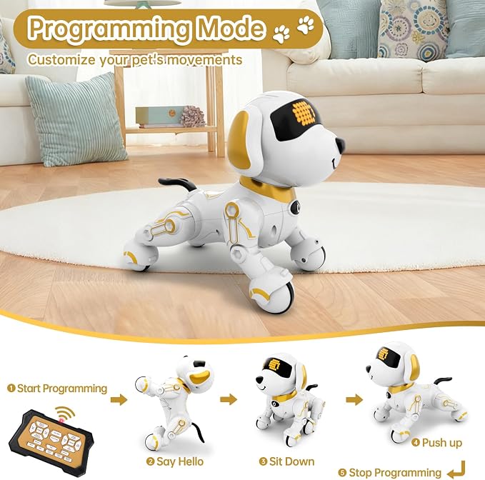 Dwi Dowellin Robot Dog for Kids 8-12,Remote Control Smart Robotic Dogs Pet Puppy Robotic Toy,Interactive Touch Walking Talking Toys for Boys Girls Christmas Birthday Gifts
