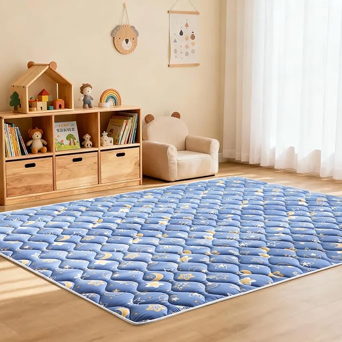 Odorless Premium Foam Baby Play Mat 79" x 59", Soft Microfiber Fabric Crawling Mat for Floor- Comfortable and Hypoallergenic, Non-Slip Cushioned Floor Playpen mat for Infants,Babies,Toddlers