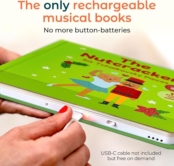 Cali's Books The Nutcracker Book for Children. Rechargeable USB Musical Book for Toddlers 1-3. The 6 Excerpts from Tchaikovsky's Nutcracker. Ballet Gift for Kids
