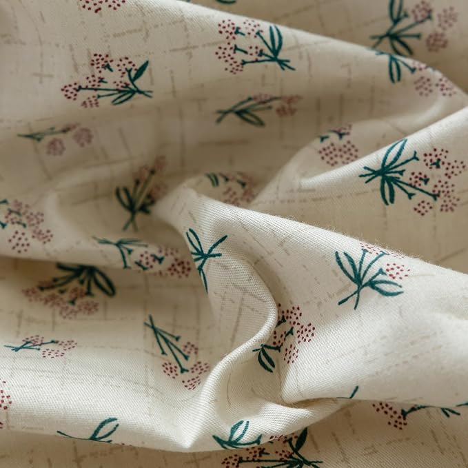 LifeTB Full Comforter Set Vintage Green Floral Bedding Comforter Boho Flower Cottagecore Comforter with 2 Bow Ties Pillowcases Fluffy Lightweight Bedding Farmhouse Botanical Comforter Set