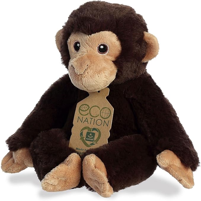 Aurora® Responsibly Made Eco Nation™ Chimpanzee Stuffed Animal - Ideal for Playtime Adventures - Perfect for Birthdays or Just Because - Brown 7.5 Inches