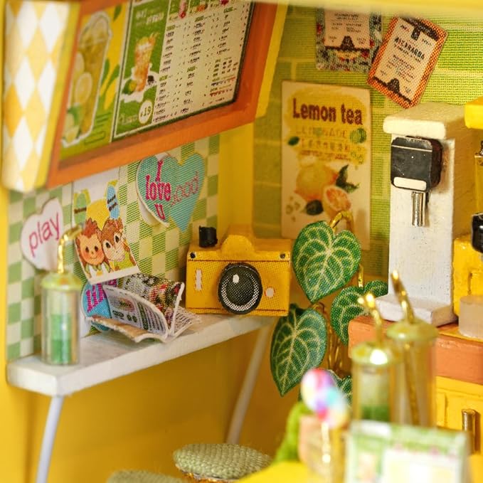 DIY Miniature Fruit Scene Dollhouse Kit, 1:72 Scale Handmade Craft Model Lemon Juicy Shop, Creative 3D Wooden Puzzle Building Set for Adults, Compact Home Decor Gift
