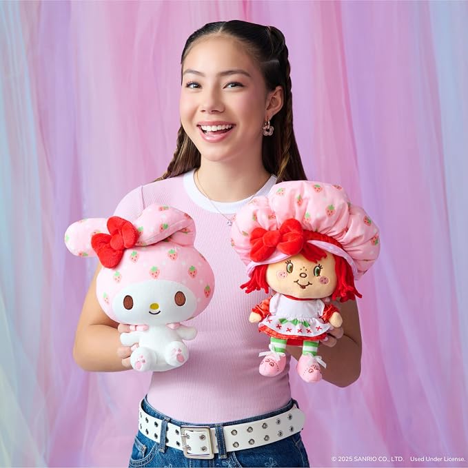 Jazwares Hello Kitty and Friends - 8-Inch Strawberry Shortcake x My Melody Plush 2-Pack - Officially Licensed Sanrio Product from Ages 6+