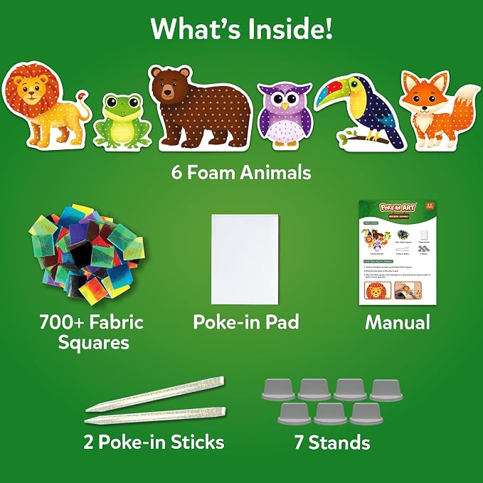 Skillmatics Poke-in Art – Animals, Mess-Free DIY Wood Craft Kit for Kids, Creative Fine Motor Activity, Pretend Play & Room Decor, Gift for Girls & Boys Ages 4, 5, 6, 7, 8, 9