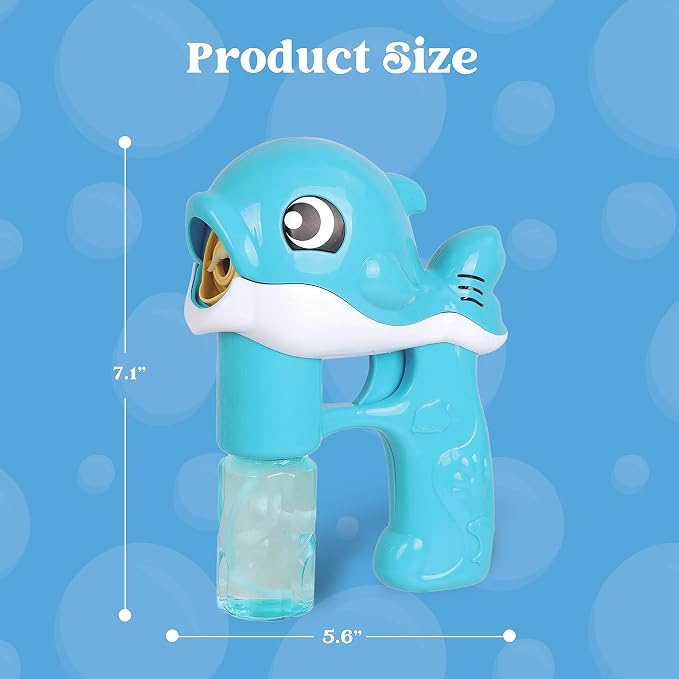 JOYIN 2 Bubble Guns, Whale Bubble Maker LED Automatic with 4 Refill Solutions for Kids, Toddlers, Summer Outdoor Toy, Party Favor